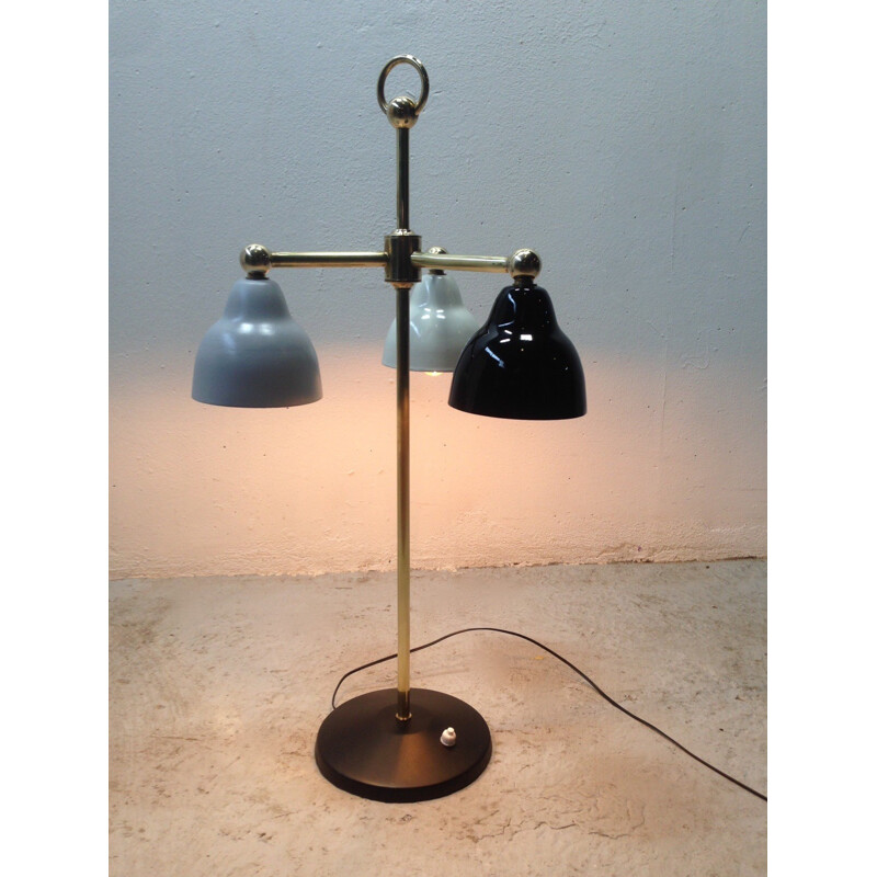 Vintage Tischlampe Metallschirm, Italien 1950