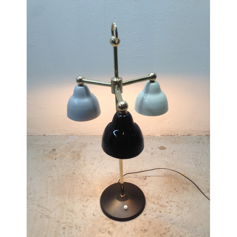 Vintage Tischlampe Metallschirm, Italien 1950