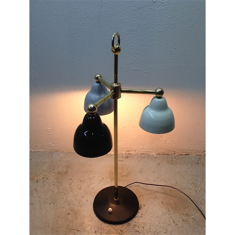 Lampada da tavolo vintage con paralume in metallo, Italia 1950