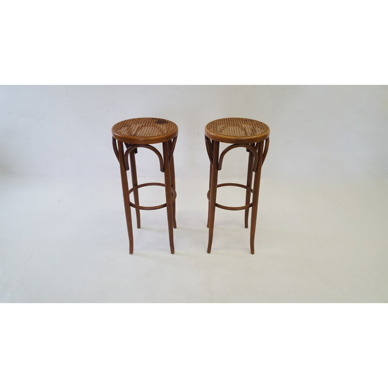 Pair of vintage Baumann bistro stools - 1950s