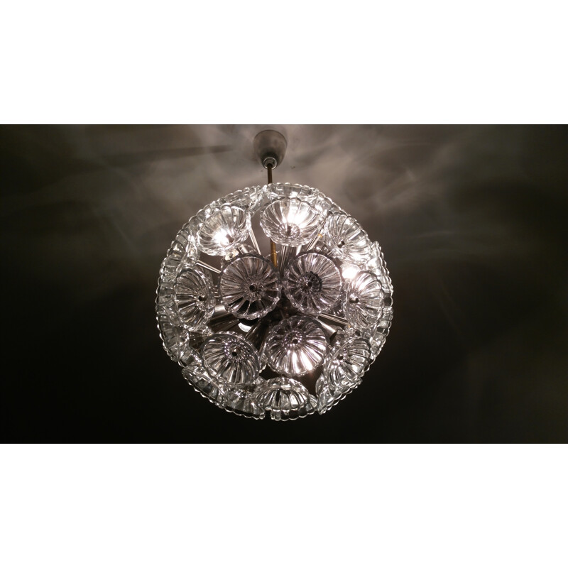 Vintage Glass Dandelion Chandelier - 1970s