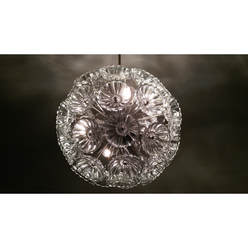 Vintage Glass Dandelion Chandelier - 1970s