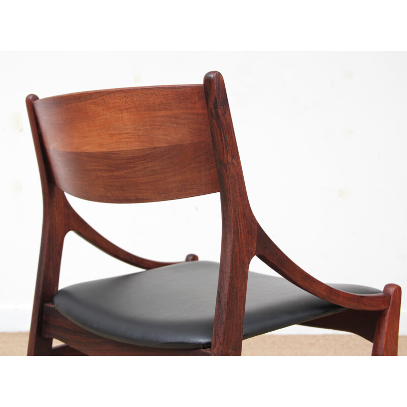 Suite de 4 chaises scandinaves vintage en palissandre de Rio - 1960