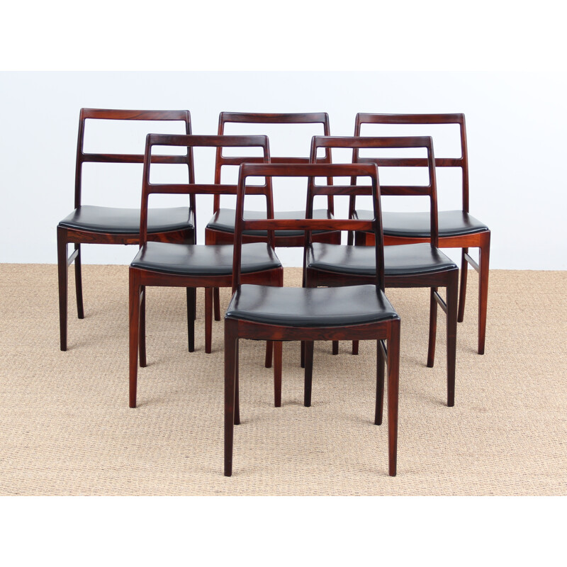 Set of 6 vintage scandinavian chairs in Rio Rosewood model 42 - 1960s