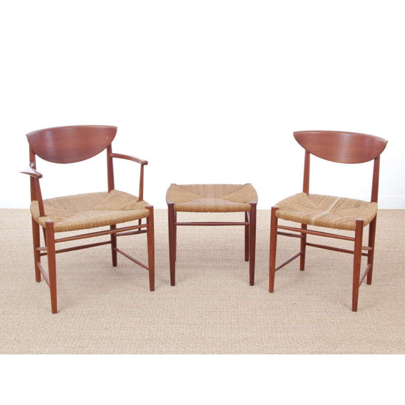 Pair of Scandinavian teak stools model 316 by Peter Hvidt & Orla Molgaard Nielsen for Soborg Mobelfabrik - 1960s
