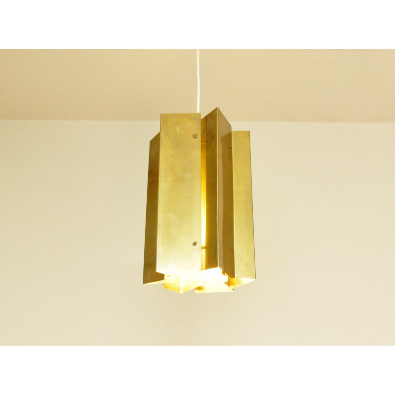 Vintage brass pendant lamp, Denmark 1960