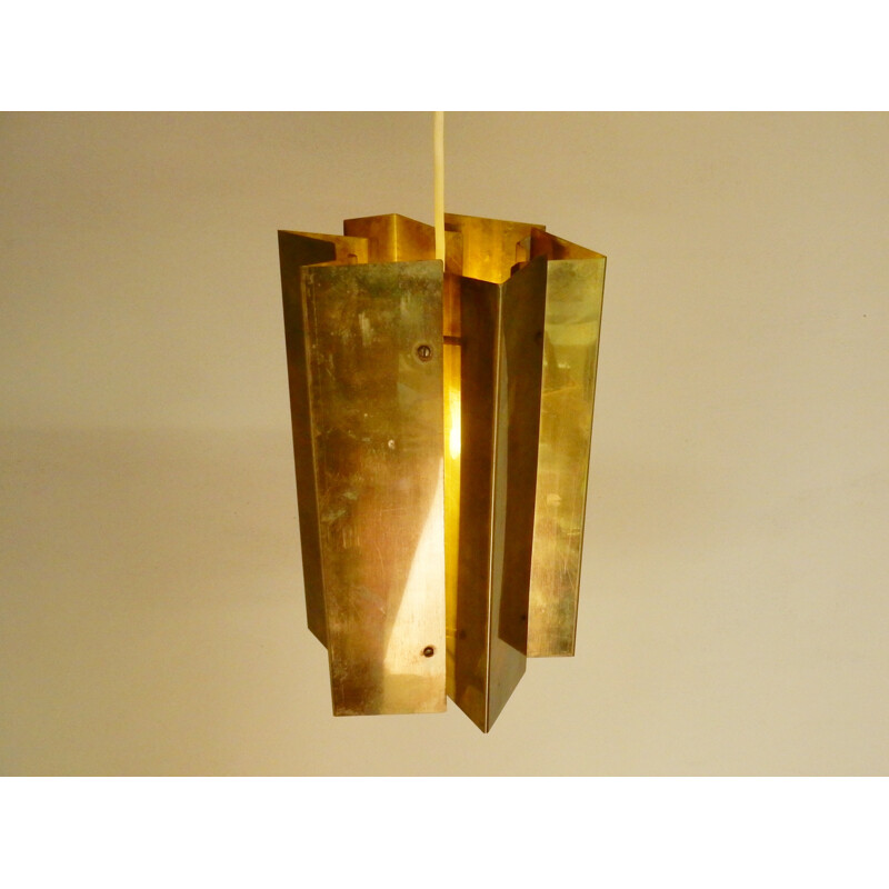 Vintage brass pendant lamp, Denmark 1960