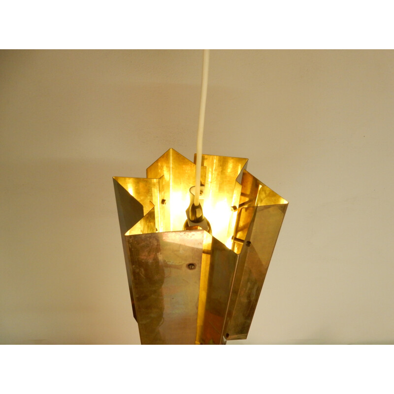 Lampada a sospensione in ottone vintage, Danimarca 1960