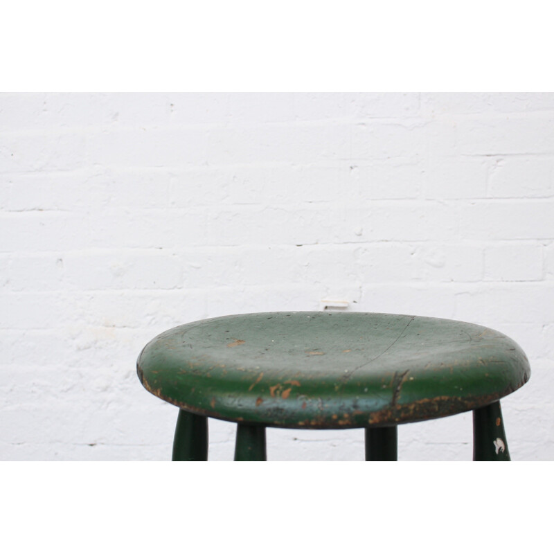 Vintage Scandinavian green stool in wood for Pastoe - 1950s