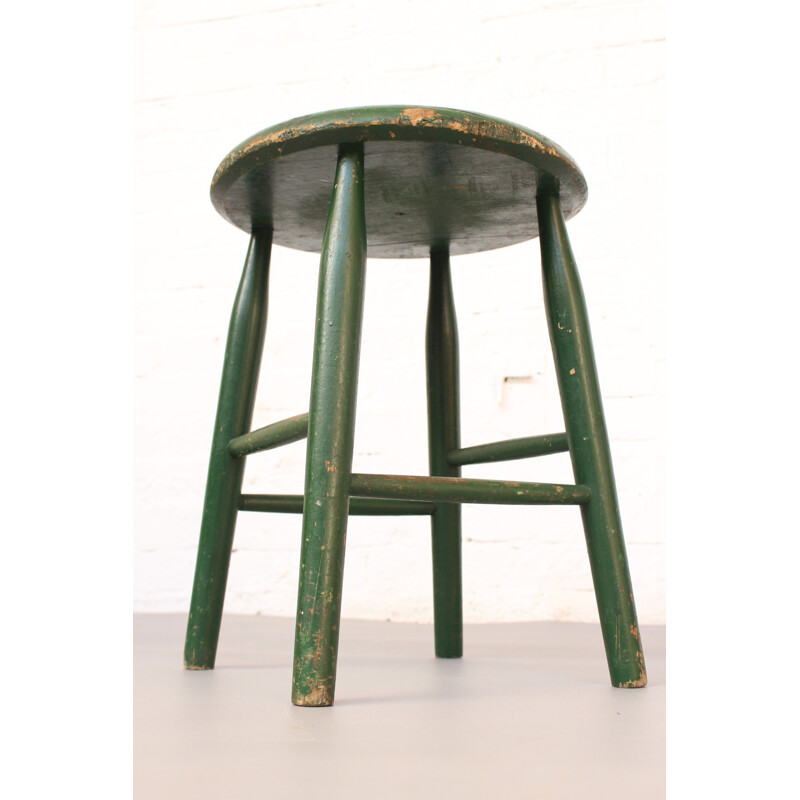 Vintage Scandinavian green stool in wood for Pastoe - 1950s