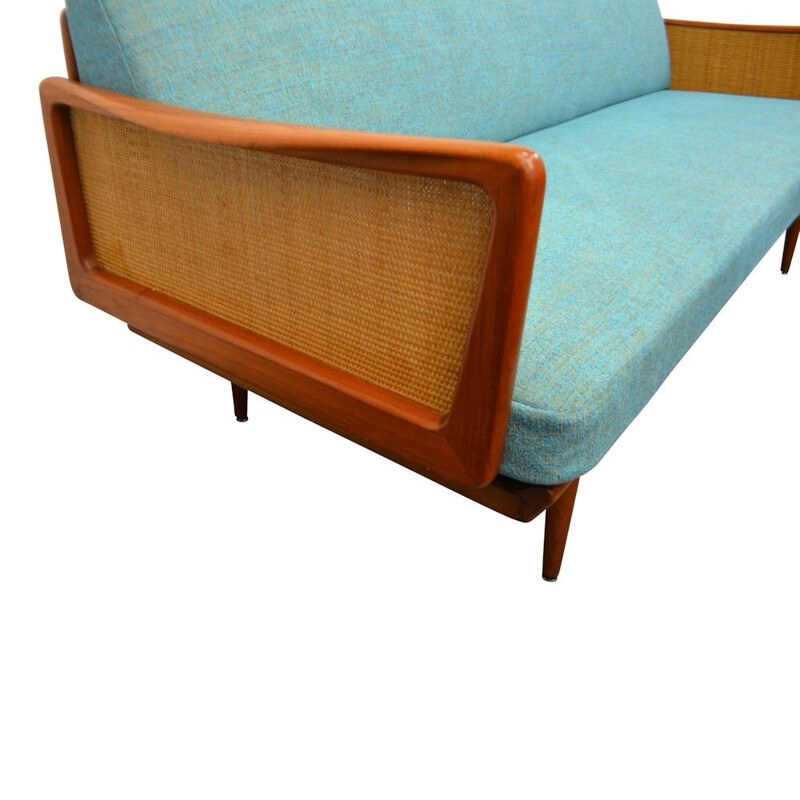 Vintage 3-seater sofa in teak and rattan by Peter Hvidt & Orla Mølgaard for France & Daverkosen en teck - 1950s