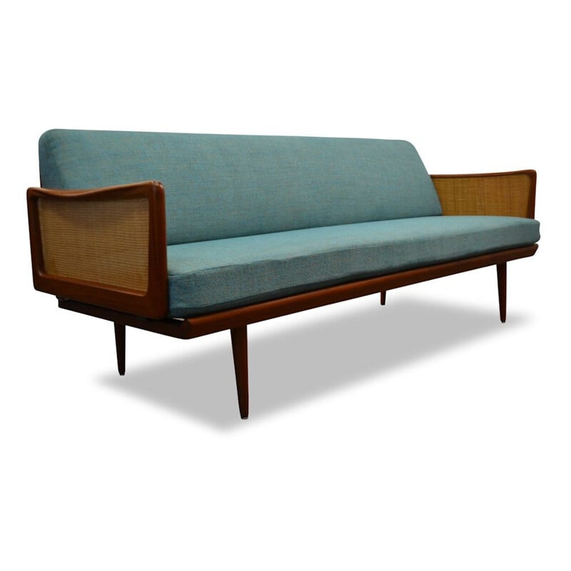 Vintage 3-seater sofa in teak and rattan by Peter Hvidt & Orla Mølgaard for France & Daverkosen en teck - 1950s
