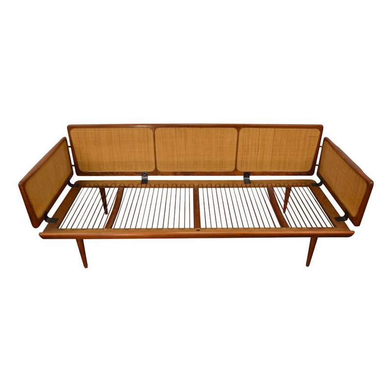 Vintage 3-seater sofa in teak and rattan by Peter Hvidt & Orla Mølgaard for France & Daverkosen en teck - 1950s