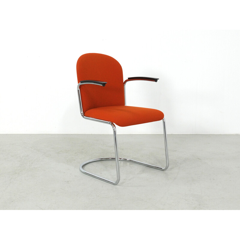 Set of 6 Orange Chairs model 413 R by W.H. Gispen for Dutch Originals - 1937