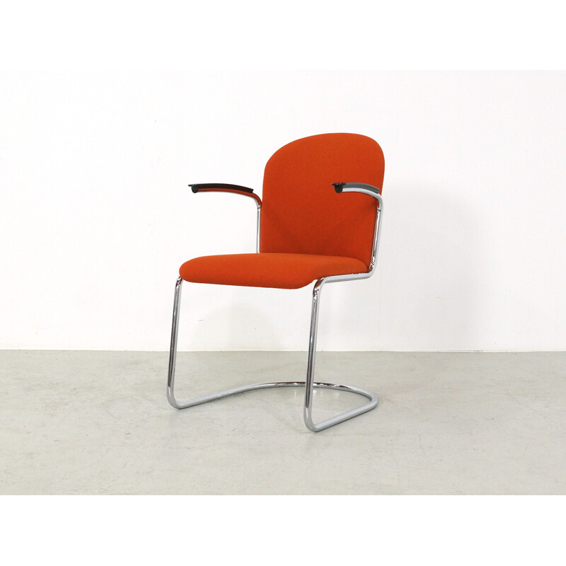 Set of 6 Orange Chairs model 413 R by W.H. Gispen for Dutch Originals - 1937