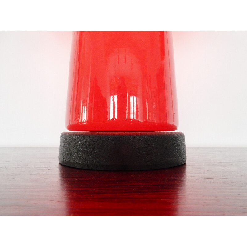 Lámpara de escritorio vintage de vidrio rojo de Hiemstra Evolux, 1960
