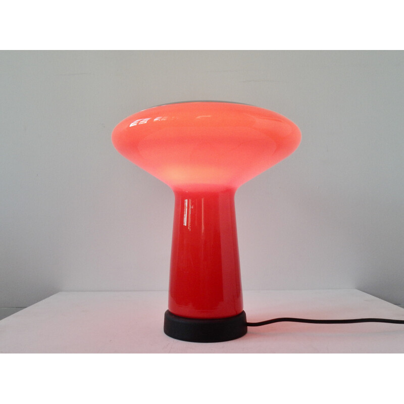 Lampe de bureau vintage en verre rouge par Hiemstra Evolux, 1960