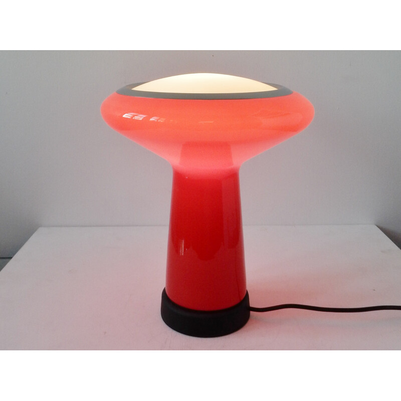 Vintage-Schreibtischlampe aus rotem Glas von Hiemstra Evolux, 1960