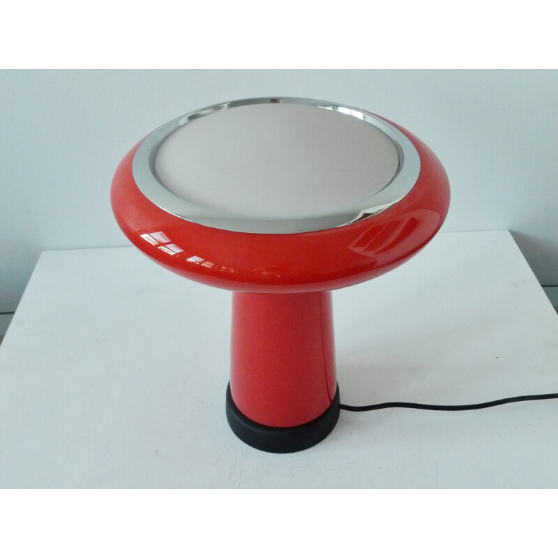 Lampe de bureau vintage en verre rouge par Hiemstra Evolux, 1960