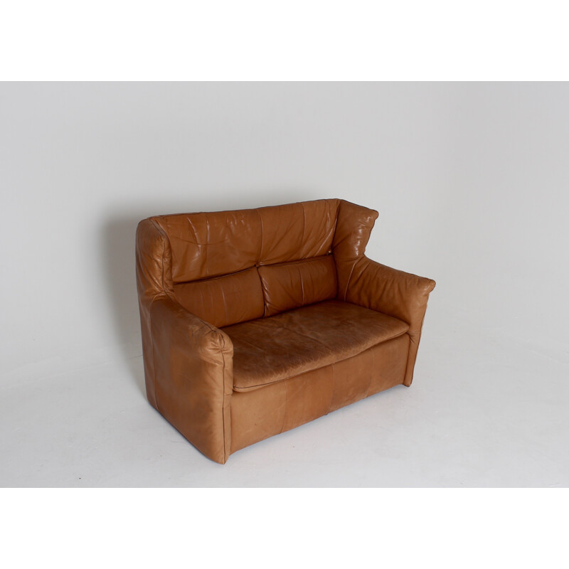 Vintage 2-Seater Sofa in Cognac Leather by Gerard van den Berg for Montis - 1970s