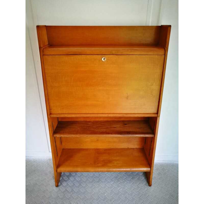 French Vintage oak secretary - 1950s