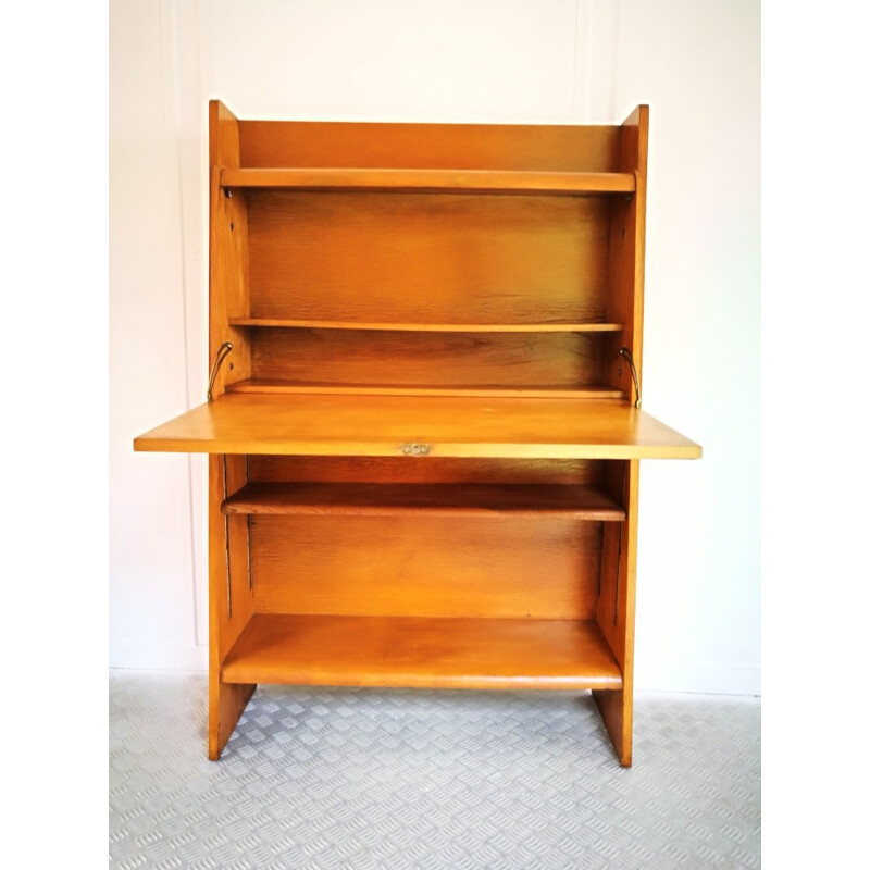 French Vintage oak secretary - 1950s