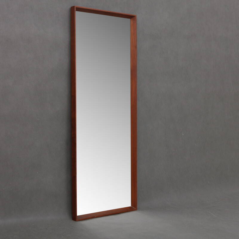 Vintage large teak minimalist mirror - 1960s