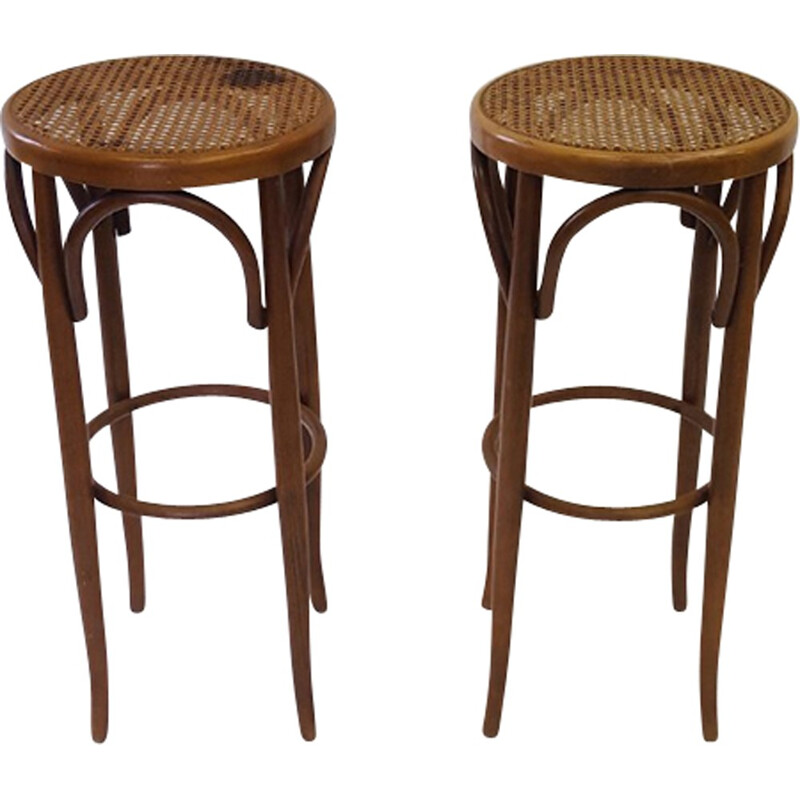 Pair of vintage Baumann bistro stools - 1950s