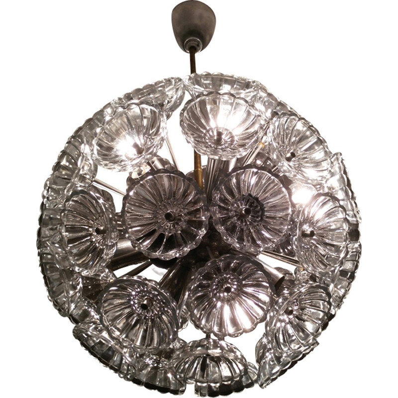 Vintage Glass Dandelion Chandelier - 1970s