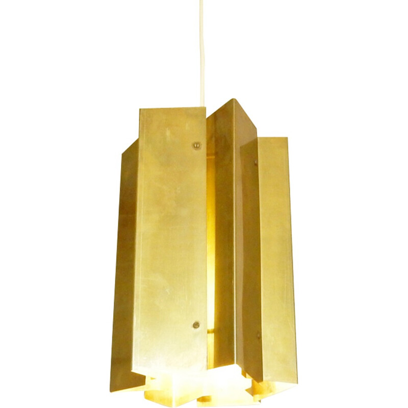 Vintage brass pendant lamp, Denmark 1960