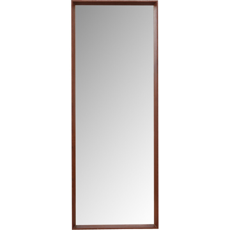 Vintage large teak minimalist mirror - 1960s