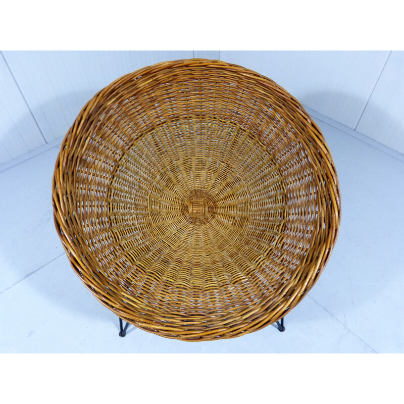 Basket chair in rattan and metal - 1950s