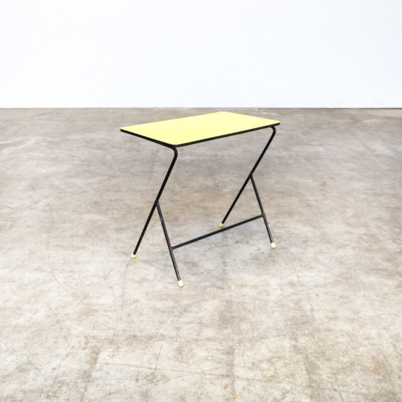 Vintage Metal side table yellow top by Pilastro - 1960s