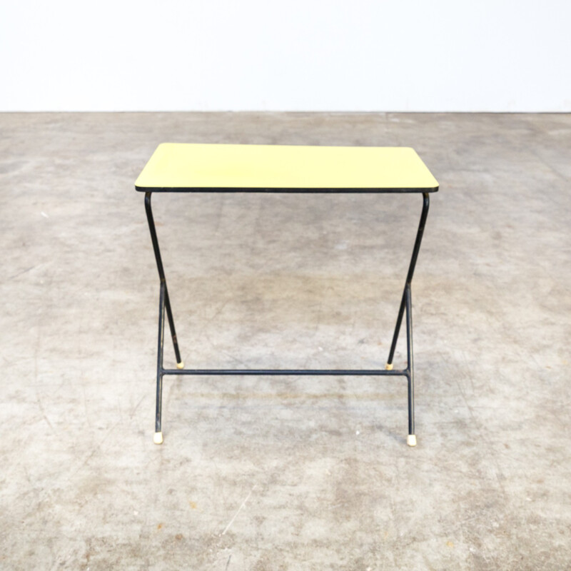 Vintage Metal side table yellow top by Pilastro - 1960s