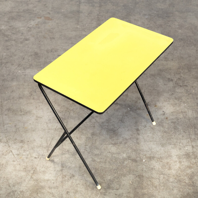 Vintage Metal side table yellow top by Pilastro - 1960s