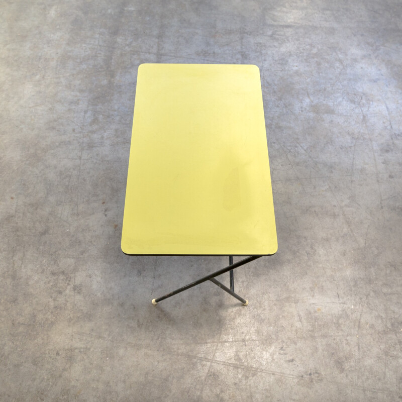 Vintage Metal side table yellow top by Pilastro - 1960s