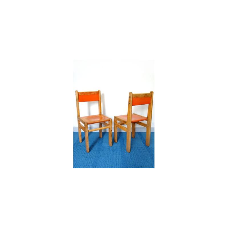 Pair of mid century modern school chairs - 1950s
