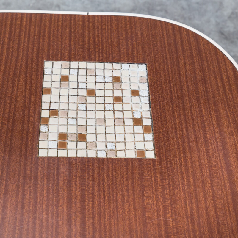 Vintage double worktop side table with tile inlay - 1960s 