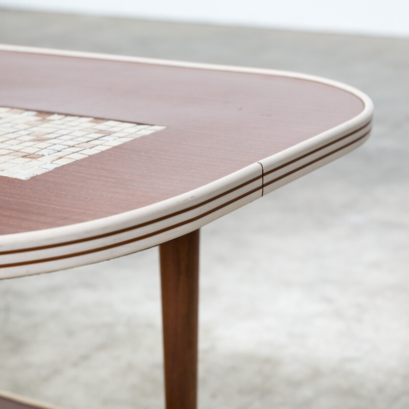 Vintage double worktop side table with tile inlay - 1960s 