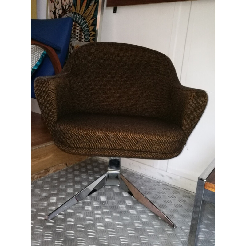Vintage french armchair in black kvadrat fabric - 1970s