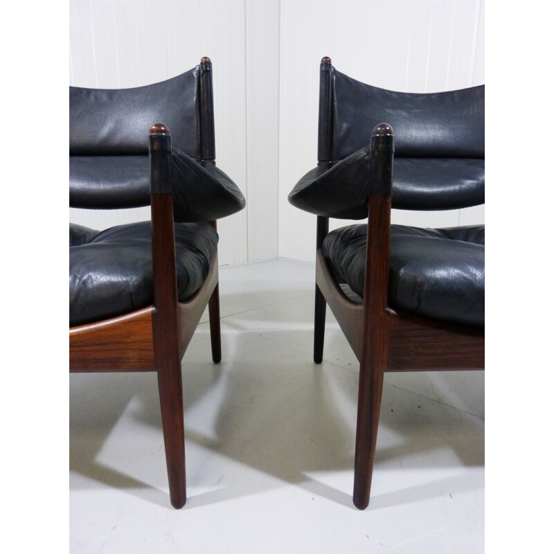 Paire de fauteuils danois "Modus" en cuir et palissandre, Christian VEDEL - années 60
