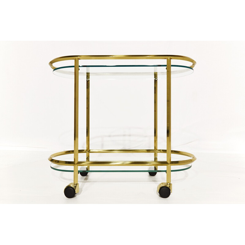Italian Vintage Minimalist Brass and Glass Bar Cart - 1980s