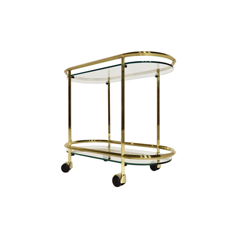 Italian Vintage Minimalist Brass and Glass Bar Cart - 1980s