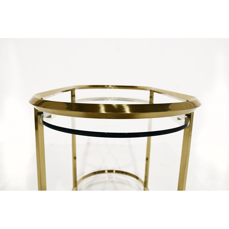 Italian Vintage Minimalist Brass and Glass Bar Cart - 1980s