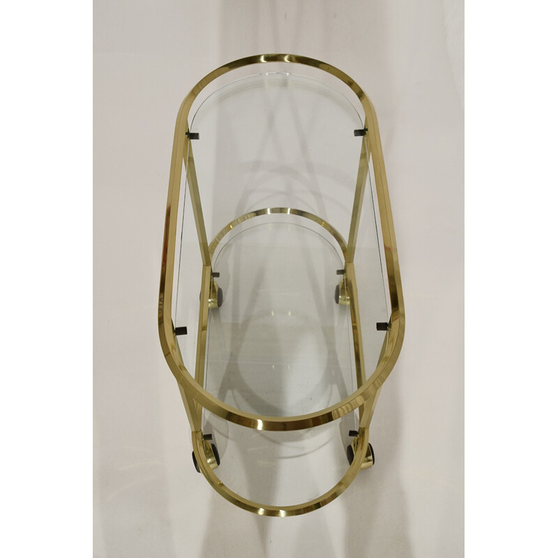 Italian Vintage Minimalist Brass and Glass Bar Cart - 1980s