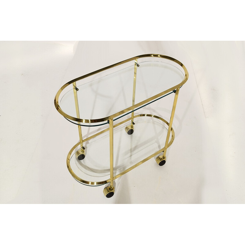 Italian Vintage Minimalist Brass and Glass Bar Cart - 1980s
