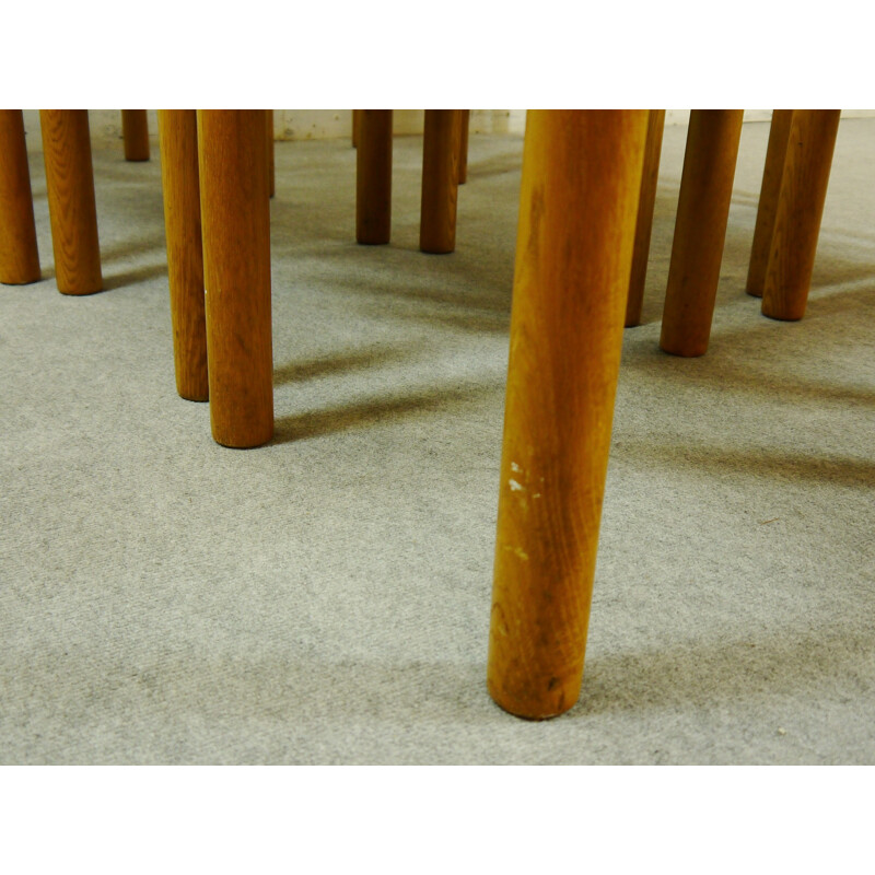 Set of 8 Scandinavian dining chairs in Oak - 1970s