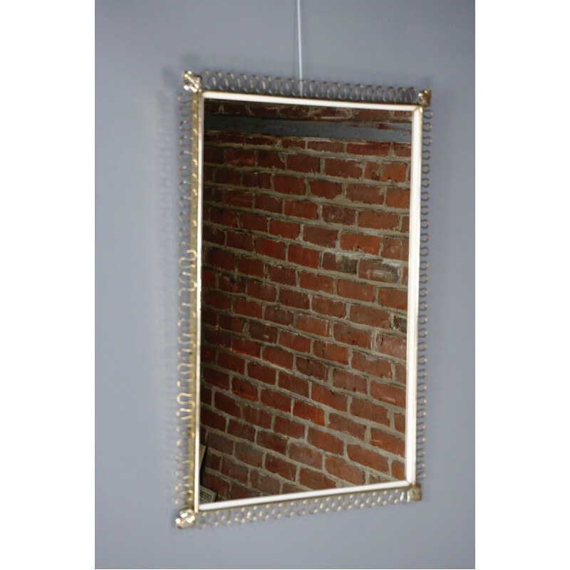 Miroir vintage rectangulaire en laiton - 1950