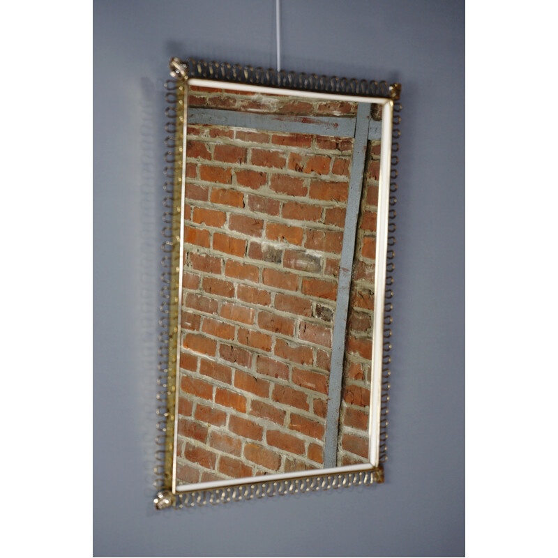 Rectangular vintage brass mirror - 1950s