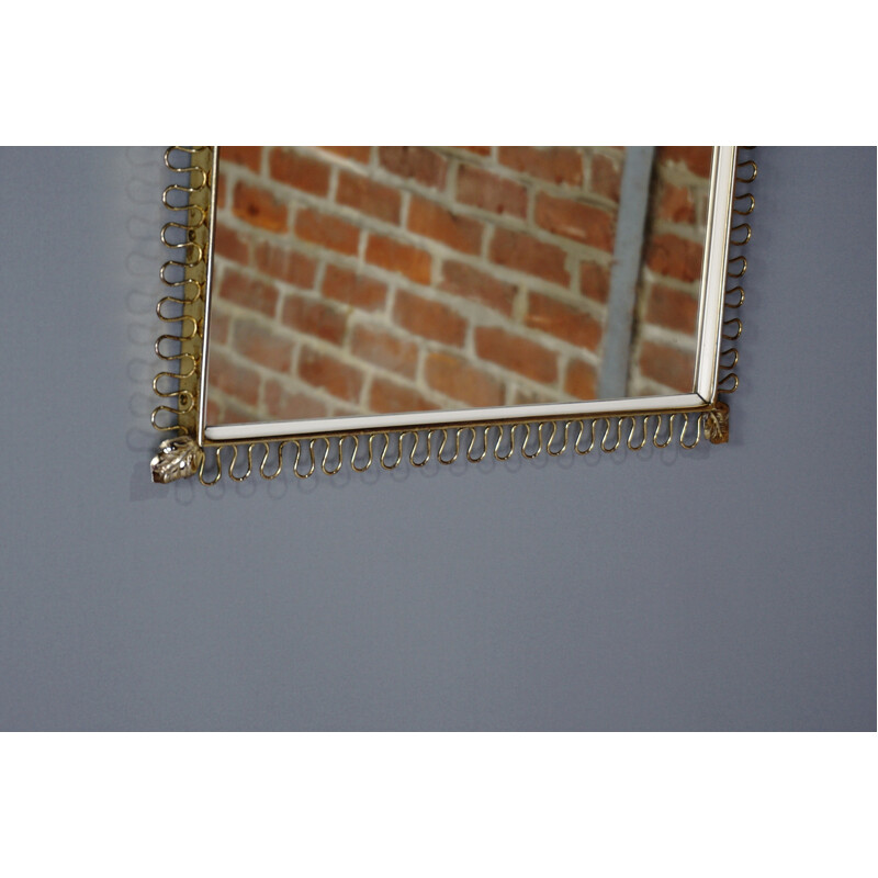 Miroir vintage rectangulaire en laiton - 1950